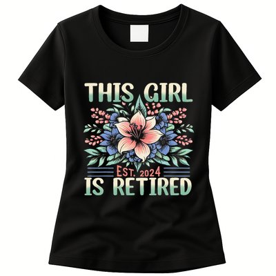 Flower Retired 2025 Not My Problem Anymore Womens T-Shirt