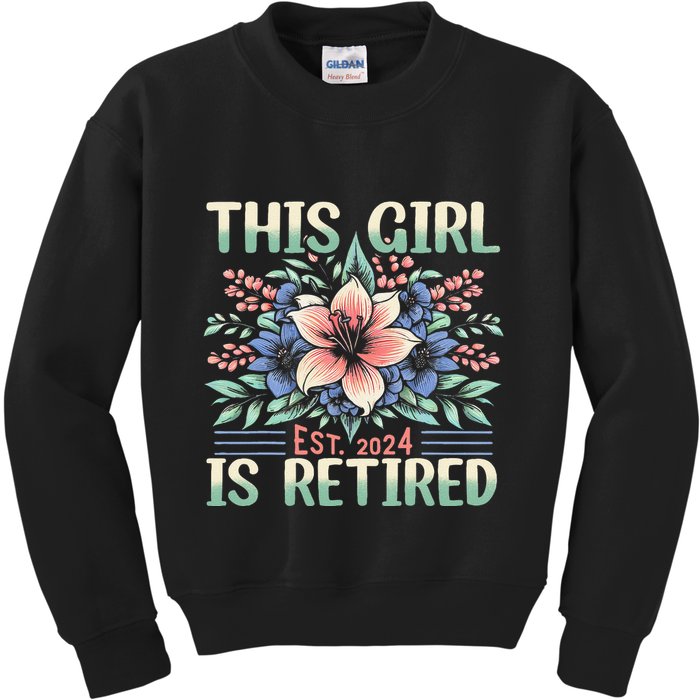Flower Retired 2025 Not My Problem Anymore Kids Sweatshirt