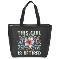 Flower Retired 2025 Not My Problem Anymore Zip Tote Bag