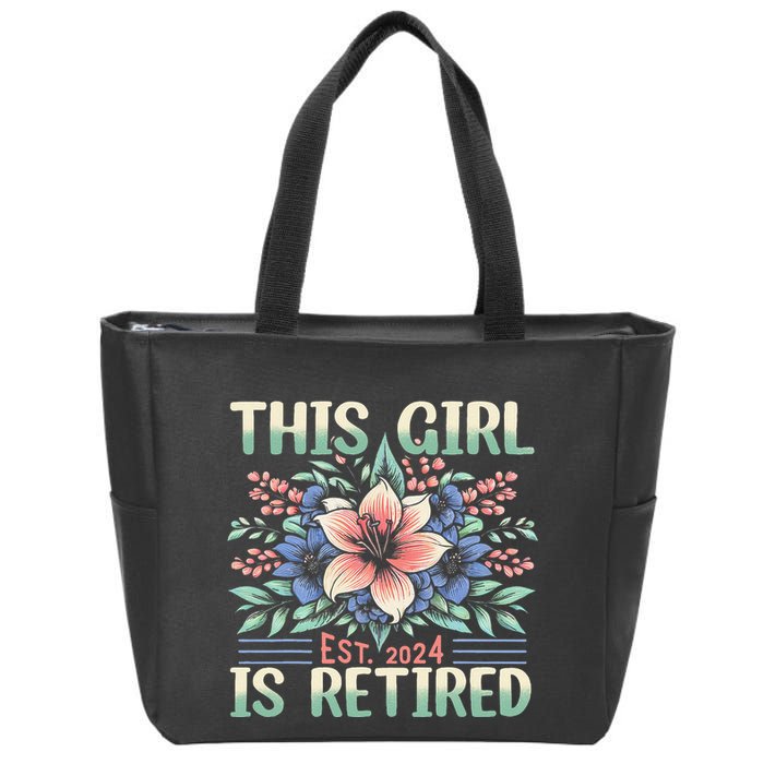 Flower Retired 2025 Not My Problem Anymore Zip Tote Bag