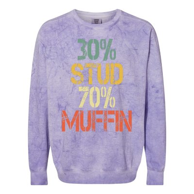 Funny Retro 30 Stud 70 Muffin Sarcasm Dad Bod Figure Colorblast Crewneck Sweatshirt