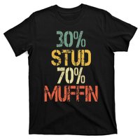 Funny Retro 30 Stud 70 Muffin Sarcasm Dad Bod Figure T-Shirt