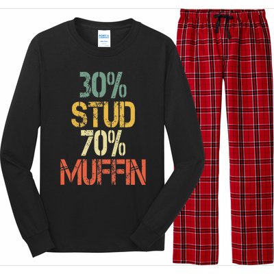 Funny Retro 30 Stud 70 Muffin Sarcasm Dad Bod Figure Long Sleeve Pajama Set