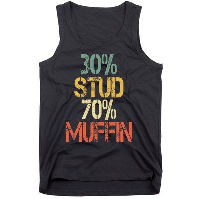 Funny Retro 30 Stud 70 Muffin Sarcasm Dad Bod Figure Tank Top