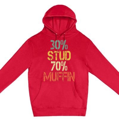 Funny Retro 30 Stud 70 Muffin Sarcasm Dad Bod Figure Premium Pullover Hoodie