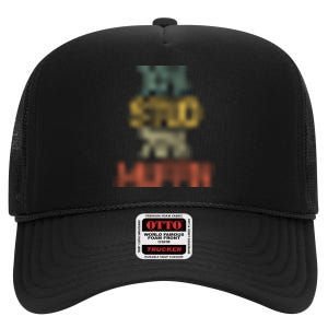 Funny Retro 30% Stud 70% Muffin Sarcasm Dad Bod Figure High Crown Mesh Back Trucker Hat