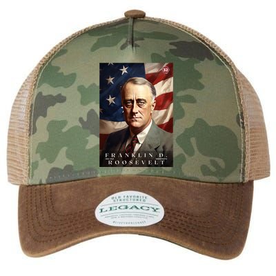 Franklin Roosevelt 32nd President Of The United States Portrait Legacy Tie Dye Trucker Hat