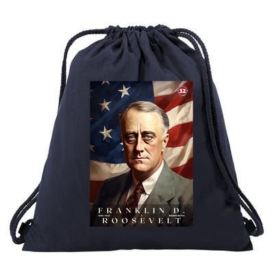 Franklin Roosevelt 32nd President Of The United States Portrait Drawstring Bag