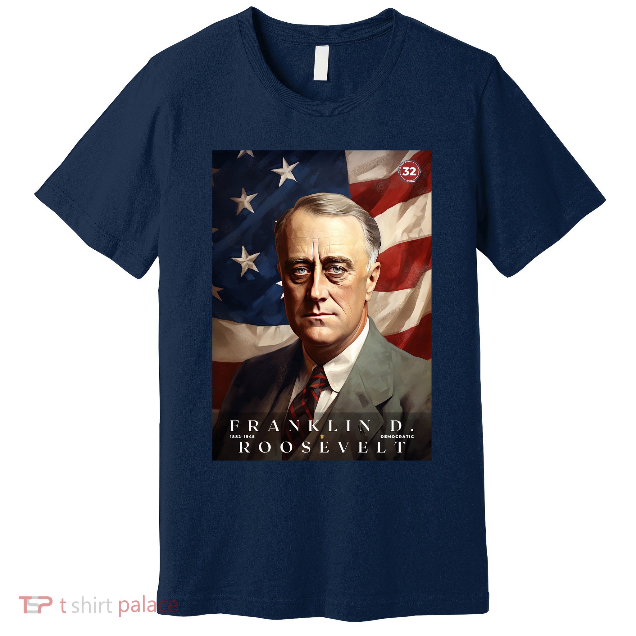 Franklin Roosevelt 32nd President Of The United States Portrait Premium T-Shirt