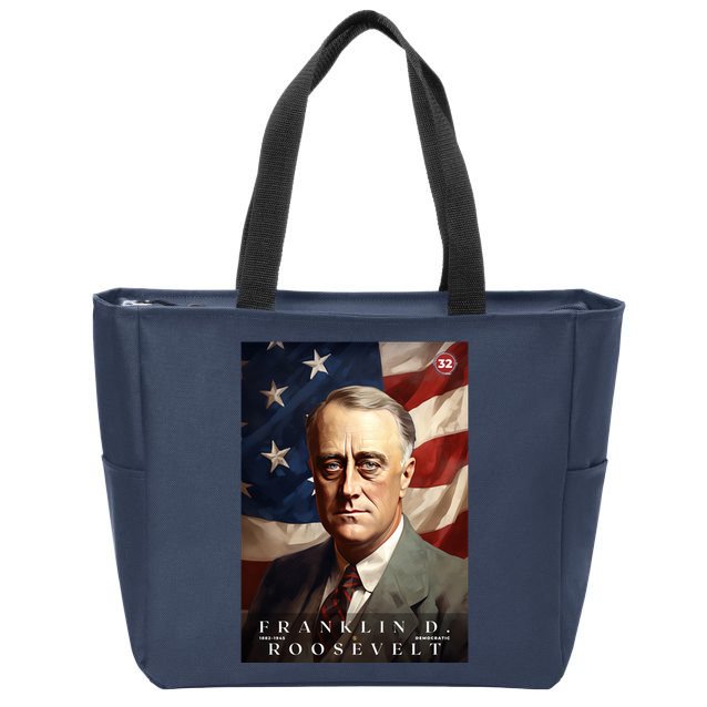 Franklin Roosevelt 32nd President Of The United States Portrait Zip Tote Bag