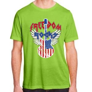 Freedom Rocks 4th Of July Patriotic Usa Flag Rock Guitar Gift Adult ChromaSoft Performance T-Shirt