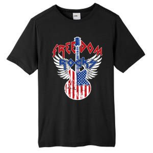 Freedom Rocks 4th Of July Patriotic Usa Flag Rock Guitar Gift Tall Fusion ChromaSoft Performance T-Shirt