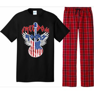 Freedom Rocks 4th Of July Patriotic Usa Flag Rock Guitar Gift Pajama Set