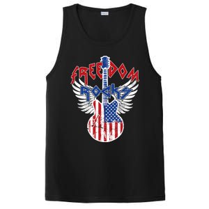 Freedom Rocks 4th Of July Patriotic Usa Flag Rock Guitar Gift PosiCharge Competitor Tank