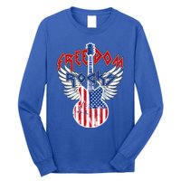 Freedom Rocks 4th Of July Patriotic Usa Flag Rock Guitar Gift Long Sleeve Shirt