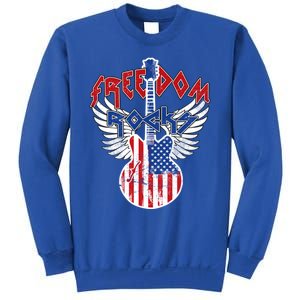 Freedom Rocks 4th Of July Patriotic Usa Flag Rock Guitar Gift Sweatshirt