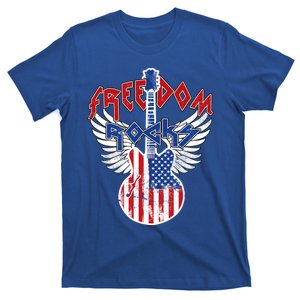 Freedom Rocks 4th Of July Patriotic Usa Flag Rock Guitar Gift T-Shirt