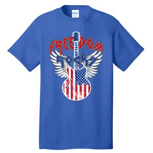 Freedom Rocks 4th Of July Patriotic Usa Flag Rock Guitar Gift Tall T-Shirt