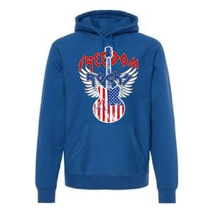 Freedom Rocks 4th Of July Patriotic Usa Flag Rock Guitar Gift Premium Hoodie