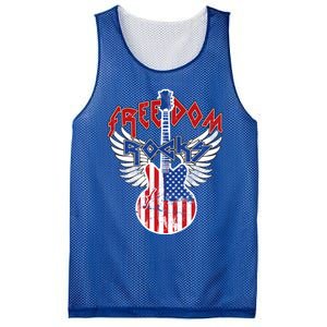 Freedom Rocks 4th Of July Patriotic Usa Flag Rock Guitar Gift Mesh Reversible Basketball Jersey Tank