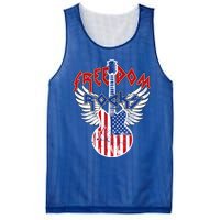 Freedom Rocks 4th Of July Patriotic Usa Flag Rock Guitar Gift Mesh Reversible Basketball Jersey Tank