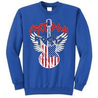 Freedom Rocks 4th Of July Patriotic Usa Flag Rock Guitar Gift Tall Sweatshirt