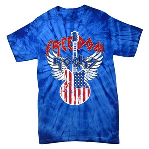 Freedom Rocks 4th Of July Patriotic Usa Flag Rock Guitar Gift Tie-Dye T-Shirt