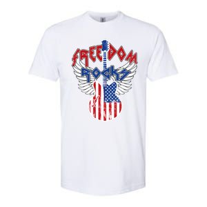 Freedom Rocks 4th Of July Patriotic Usa Flag Rock Guitar Gift Softstyle CVC T-Shirt