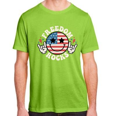 Freedom Rocks 4th Of July America Flag Retro Great Gift Adult ChromaSoft Performance T-Shirt