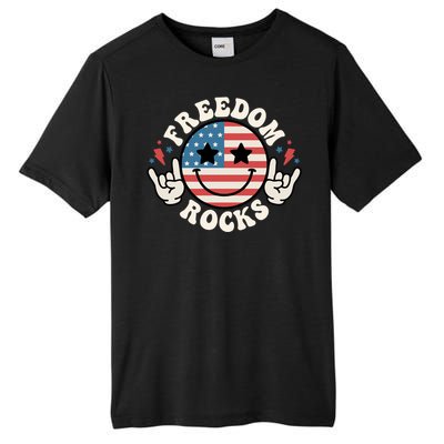 Freedom Rocks 4th Of July America Flag Retro Great Gift Tall Fusion ChromaSoft Performance T-Shirt