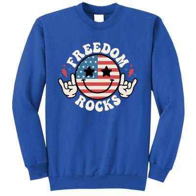 Freedom Rocks 4th Of July America Flag Retro Great Gift Sweatshirt