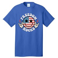 Freedom Rocks 4th Of July America Flag Retro Great Gift Tall T-Shirt