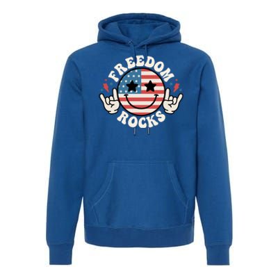 Freedom Rocks 4th Of July America Flag Retro Great Gift Premium Hoodie