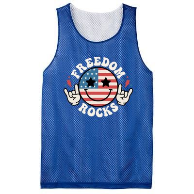 Freedom Rocks 4th Of July America Flag Retro Great Gift Mesh Reversible Basketball Jersey Tank