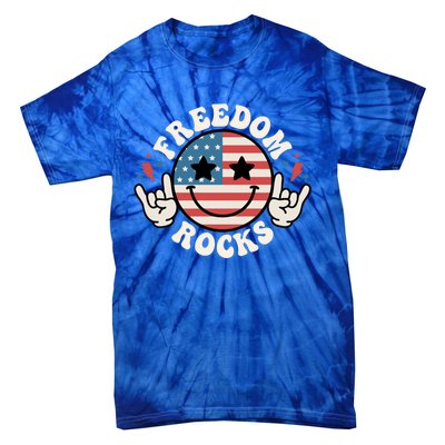 Freedom Rocks 4th Of July America Flag Retro Great Gift Tie-Dye T-Shirt