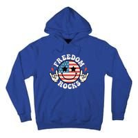 Freedom Rocks 4th Of July America Flag Retro Great Gift Tall Hoodie