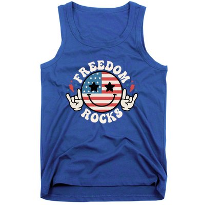 Freedom Rocks 4th Of July America Flag Retro Great Gift Tank Top