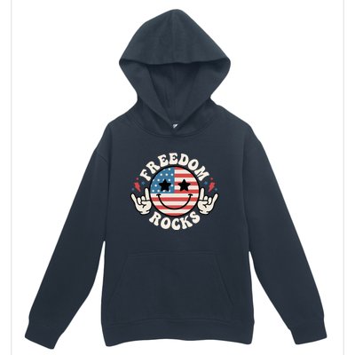 Freedom Rocks 4th Of July America Flag Retro Great Gift Urban Pullover Hoodie