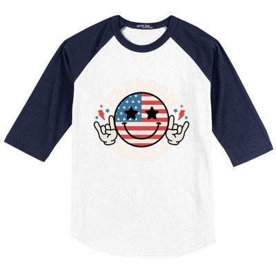 Freedom Rocks 4th Of July America Flag Retro Great Gift Baseball Sleeve Shirt