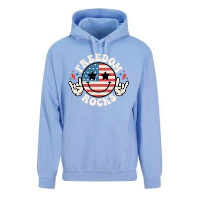 Freedom Rocks 4th Of July America Flag Retro Great Gift Unisex Surf Hoodie