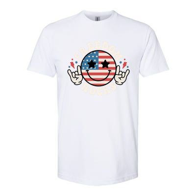 Freedom Rocks 4th Of July America Flag Retro Great Gift Softstyle CVC T-Shirt