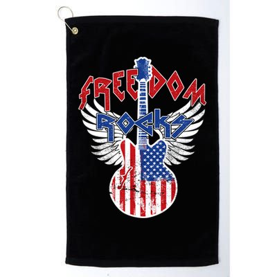 Freedom Rocks 4th Of July Patriotic Usa Flag Rock Guitar Meaningful Gift Golf Towel