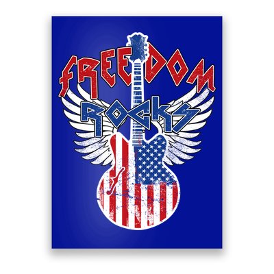 Freedom Rocks 4th Of July Patriotic Usa Flag Rock Guitar Meaningful Gift Poster