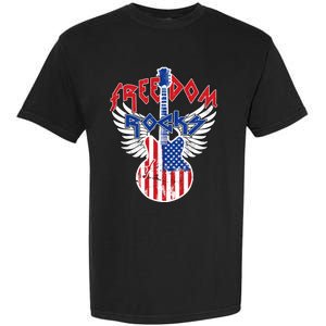 Freedom Rocks 4th Of July Patriotic Usa Flag Rock Guitar Garment-Dyed Heavyweight T-Shirt