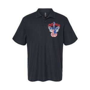 Freedom Rocks 4th Of July Patriotic Usa Flag Rock Guitar Softstyle Adult Sport Polo