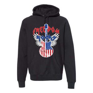 Freedom Rocks 4th Of July Patriotic Usa Flag Rock Guitar Premium Hoodie