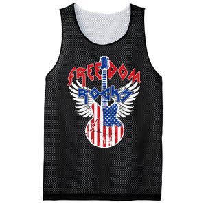 Freedom Rocks 4th Of July Patriotic Usa Flag Rock Guitar Mesh Reversible Basketball Jersey Tank