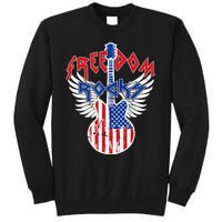 Freedom Rocks 4th Of July Patriotic Usa Flag Rock Guitar Tall Sweatshirt