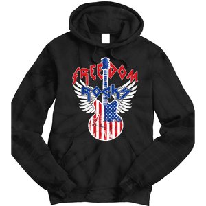 Freedom Rocks 4th Of July Patriotic Usa Flag Rock Guitar Tie Dye Hoodie