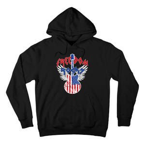 Freedom Rocks 4th Of July Patriotic Usa Flag Rock Guitar Tall Hoodie